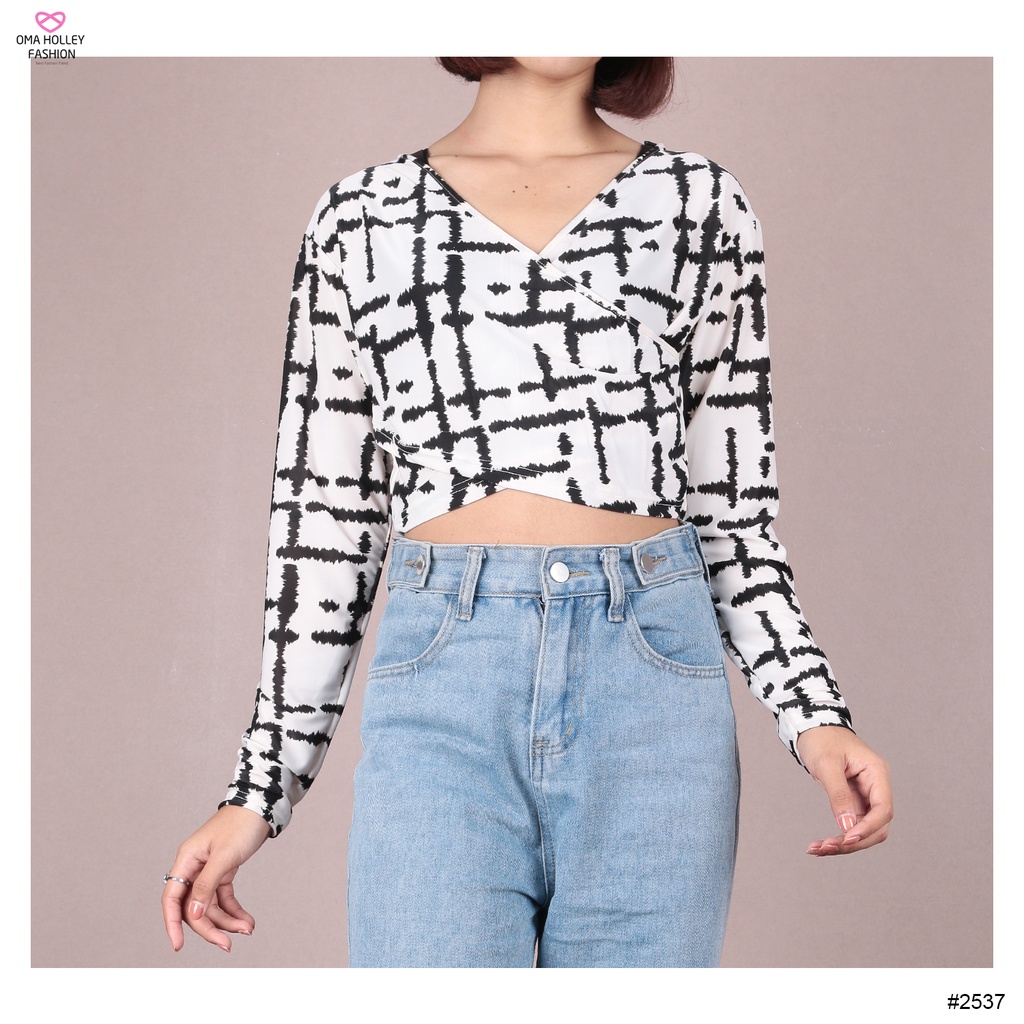 (COD) OH Fashion T-Shirt Sling Crop Top Long Printing #2537 (Part 2)