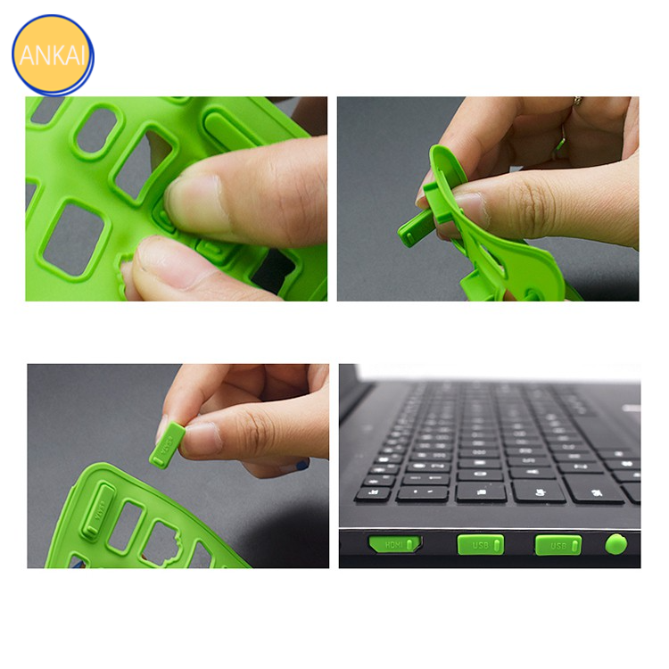 Ankai 16pcs / Set Penutup Port Laptop / Notebook Universal Bahan Silikon Elastis Anti Debu