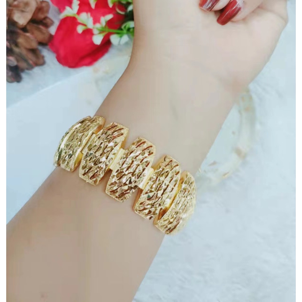 Gelang Xuping Lapis Emas 24K Perhiasan Fashion F44-47 (lebar 25mm)