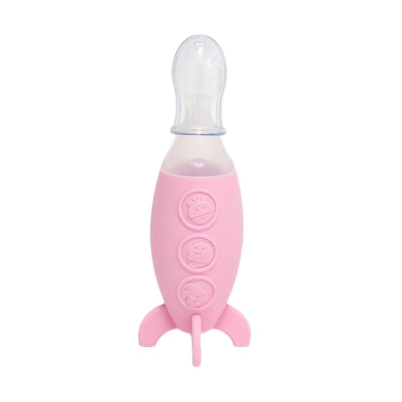 Marcus &amp; Marcus - (With Lid) Baby Feeding Spoon Dispenser Rocket PINK