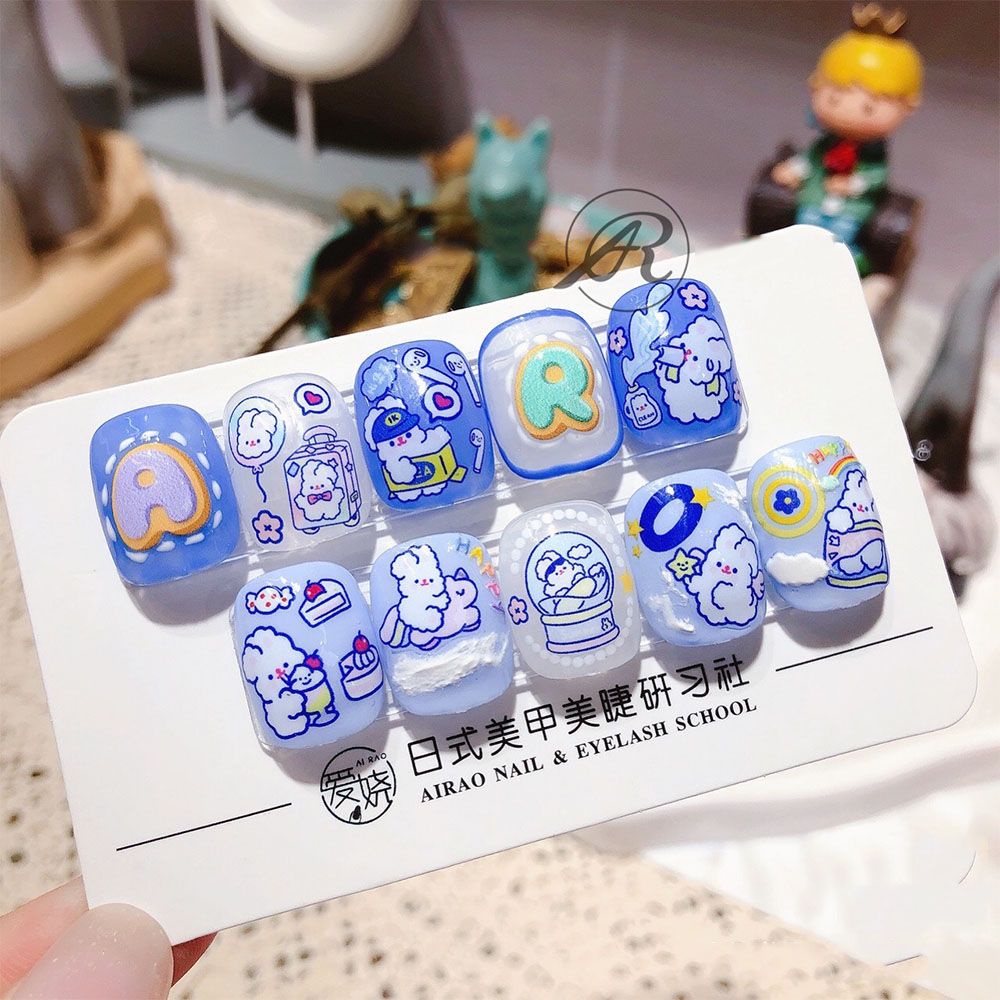 MXBEAUTY Cartoon Rabbit Nail Sticker Creative Nail Foils 5D Engraved Nail Stickers Artificial Cute Back Glue Colorful Engraved Self Adhesive DIY Nail Decals