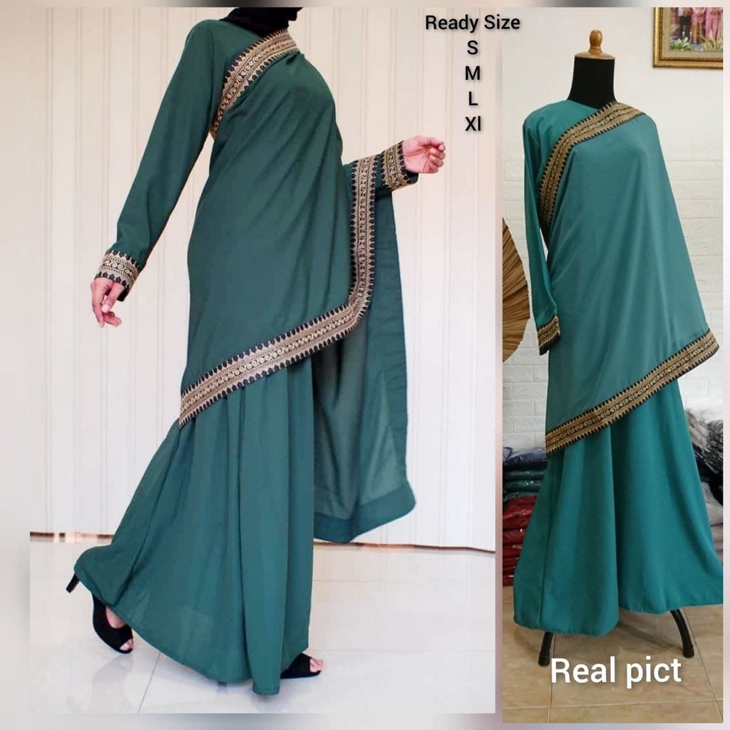 Baju Gamis Abaya Sari India Jumbo Muslim Terbaru Warna Hitam Wanita Muslimah Modern Murah Buat Pesta