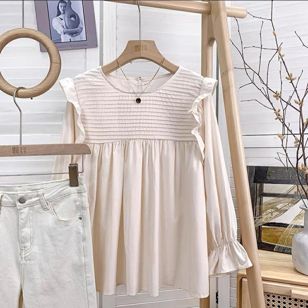 BEFAST - ZFS OOTD wanita Blouse AIZYA / AUFA BLOUSE / Blouse Wanita / Atasan Wanita Lengan Panjang / Blouse Casual / Fashion Wanita Kerja / Blouse Lengan Karet / OOTD Terbaru 2022