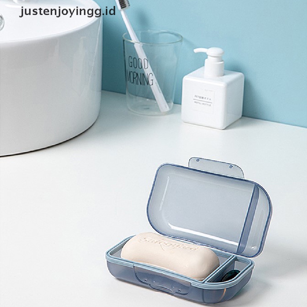 // justenjoyingg.id // Portable Sealed Round Shampoo Bar Soap Holder Box Case Container Home Travel ~