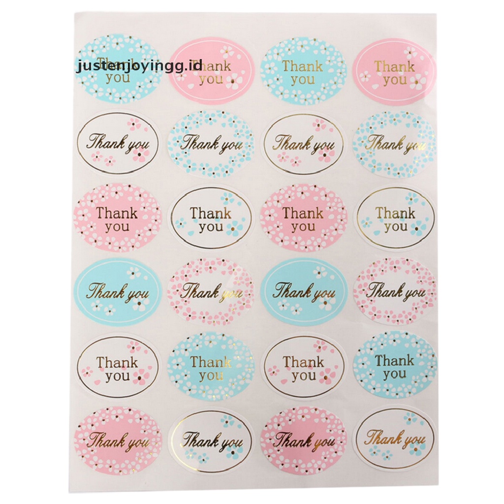 24pcs Stiker Label Bentuk Oval Desain THANK YOU Untuk Pesta Pernikahan