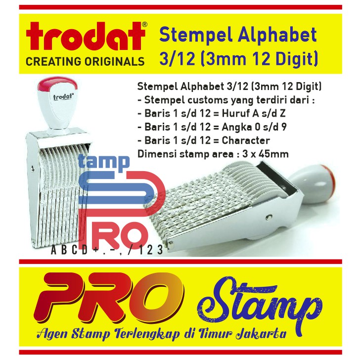 

Stempel Trodat Alphabet / Huruf dan Angka Manual 12 Digit 3mm