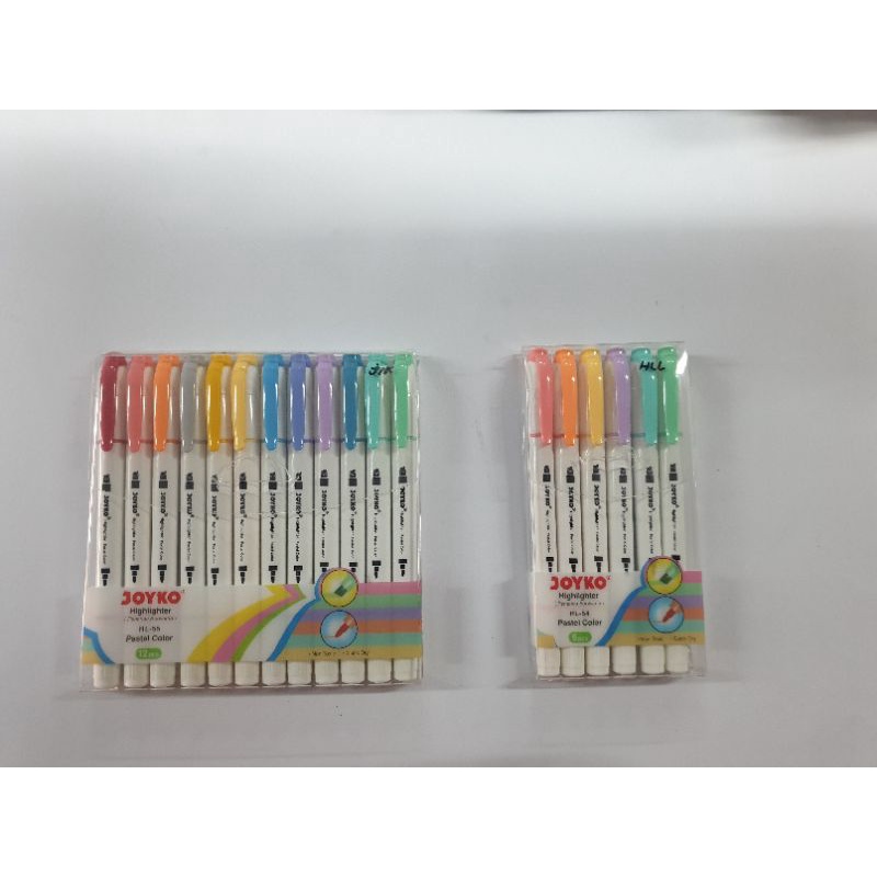 

highlighter joyko 6 & 12 warna pastel colour dual tipe HL 54, HL 55