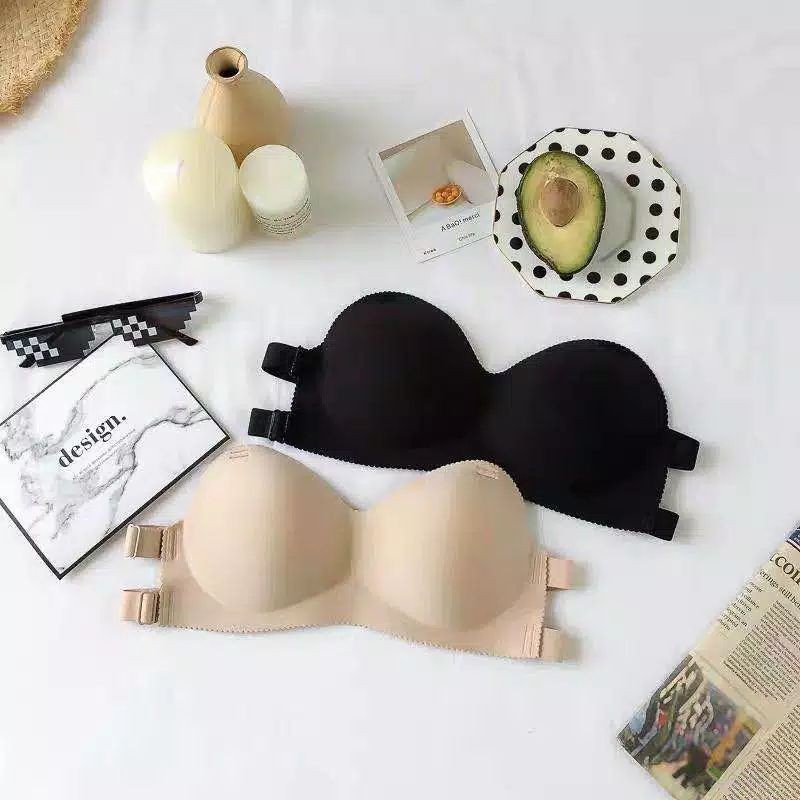 BH Bra push-up Invisible Strapless Tanpa Tali Anti Slip Sexy untuk Wanita Bra One-Piece Sexy Korea