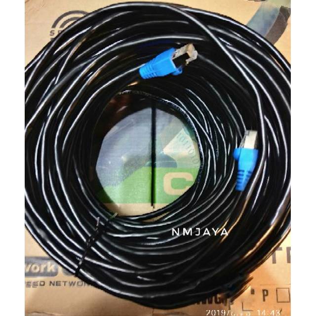 Kabel Lan Outdoor 60 meter FTP Cat5e Siap Pakai sudah dicrimping rj45 besi dan plugbooth Hitam