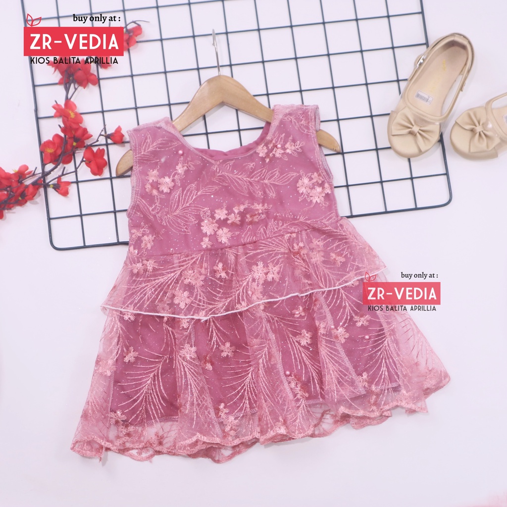 Dress Inara uk 1-2 Tahun / Dres Brukat Anak Perempuan Kondangan Baju Kensi Premium Gaun Pesta