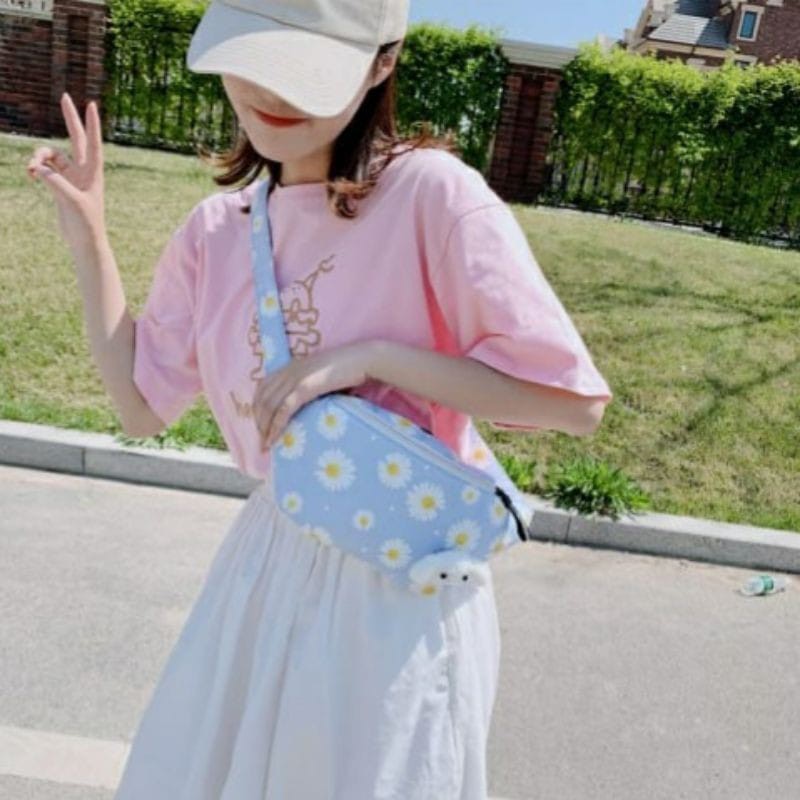 KSO_BAG - Tas Selempang WaistBag Anak Wanita Termurah Motif BUNGA MATAHARI Korea Style Terlucu