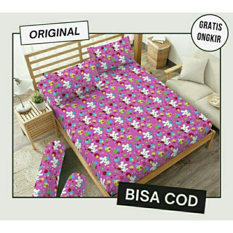 Sprei Kintakun Motif Pink Rabbit King Size 180x200