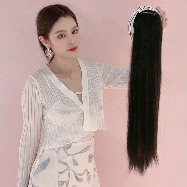 Wig Bando Cantik Simple Wanita Korean Version Model Panjang Lurus / Women Bando Cute Hair Style Panjang Rambut 65 cm