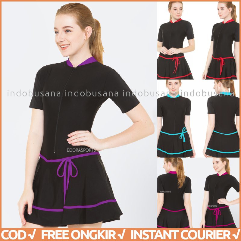 Baju Renang Wanita Semi Cover HDR Model Slim Fit EDORA