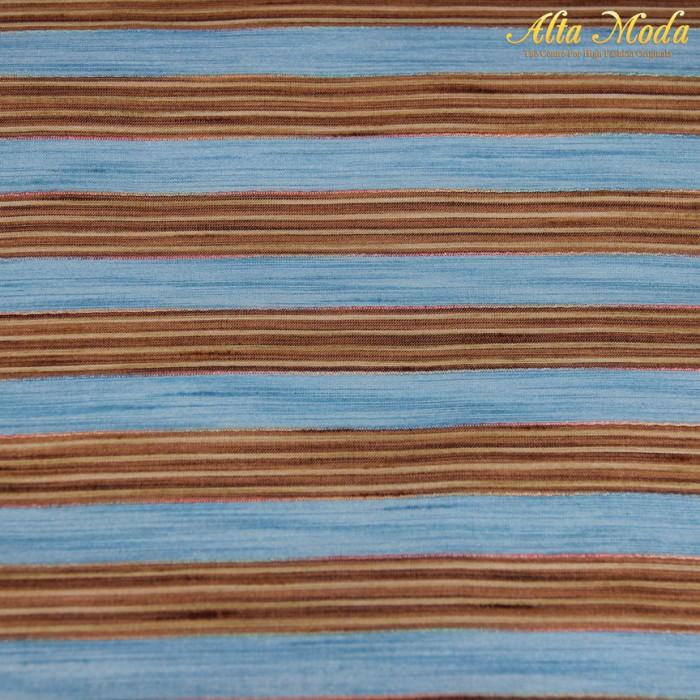 Kain | Alta Moda Jacquard Biru Garis Coklat Stripe Sea (1M)