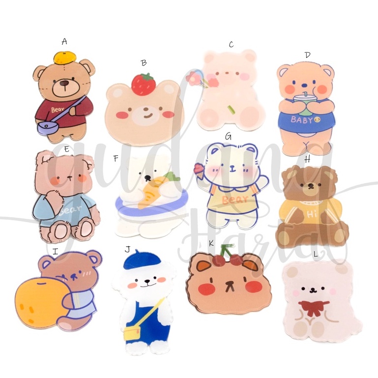 Pin Akrilik Fruit Animal Bros Tas Motif  Bear Cherry Apple GH 208490