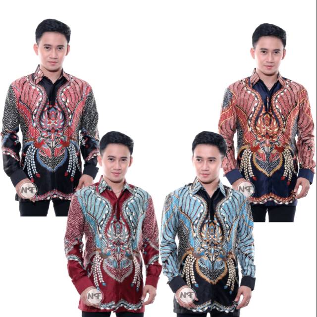 Kemeja Batik semi sutra silky BERFURING FASHION BATIK PRIA kemeja formal seragaman Pekalongan madu h