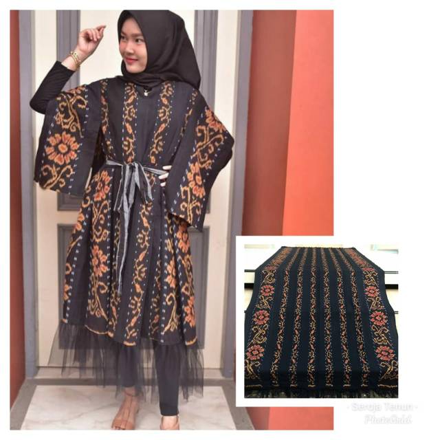 Tunik tenun blangket ethnic kombinasi