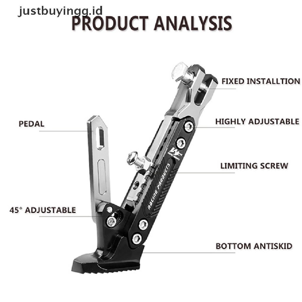 (Justbuyingg.Id) Standar Samping Motor Universal Bahan Aluminum Alloy Cnc