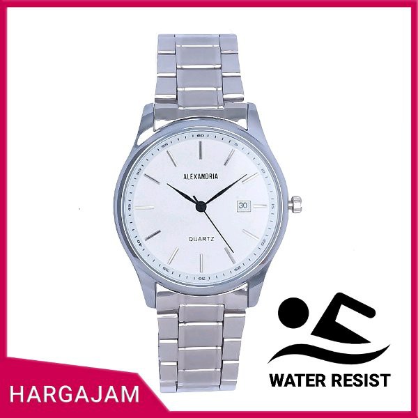 Jam Tangan Pria Original Alexandria Rantai Stainless Steel Anti Air Water Resist Proof