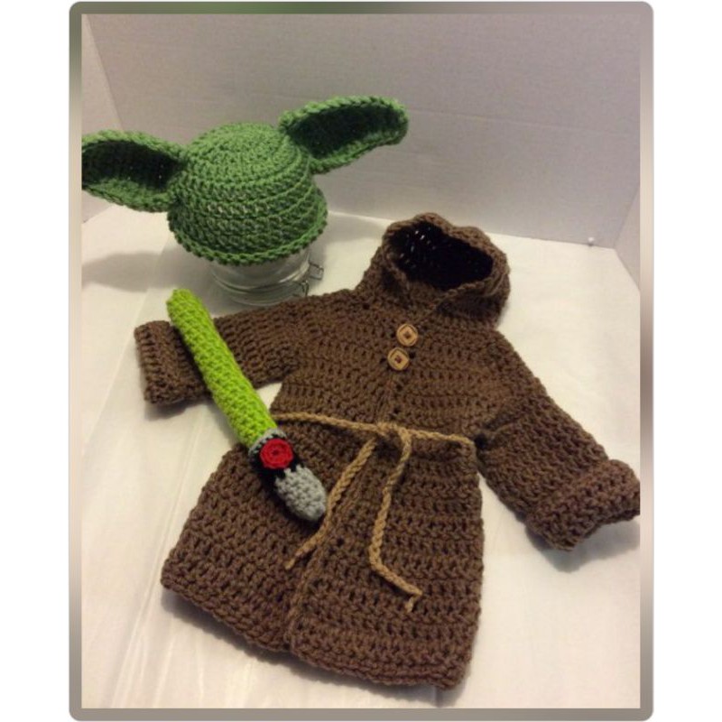 ( ORIGINAL )KOSTUM BAJU BAYI STAR WARS YODA SET(0-12 bulan) / BAJU RAJUT BAYI / PROPERTI FOTOGRAFI