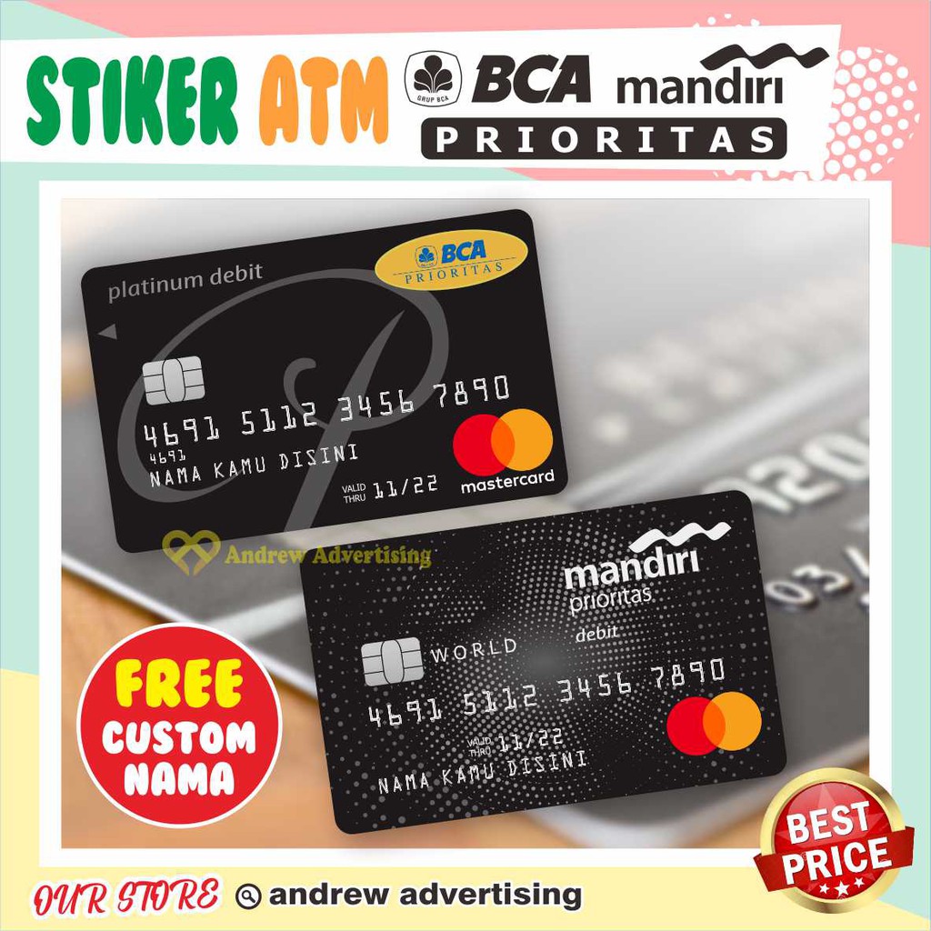 Mandiri BCA BRI BNi BSI PRIORITAS | GARSKIN / STIKER ATM / DEBIT / CREDIT / EMONEY / FLAZZ