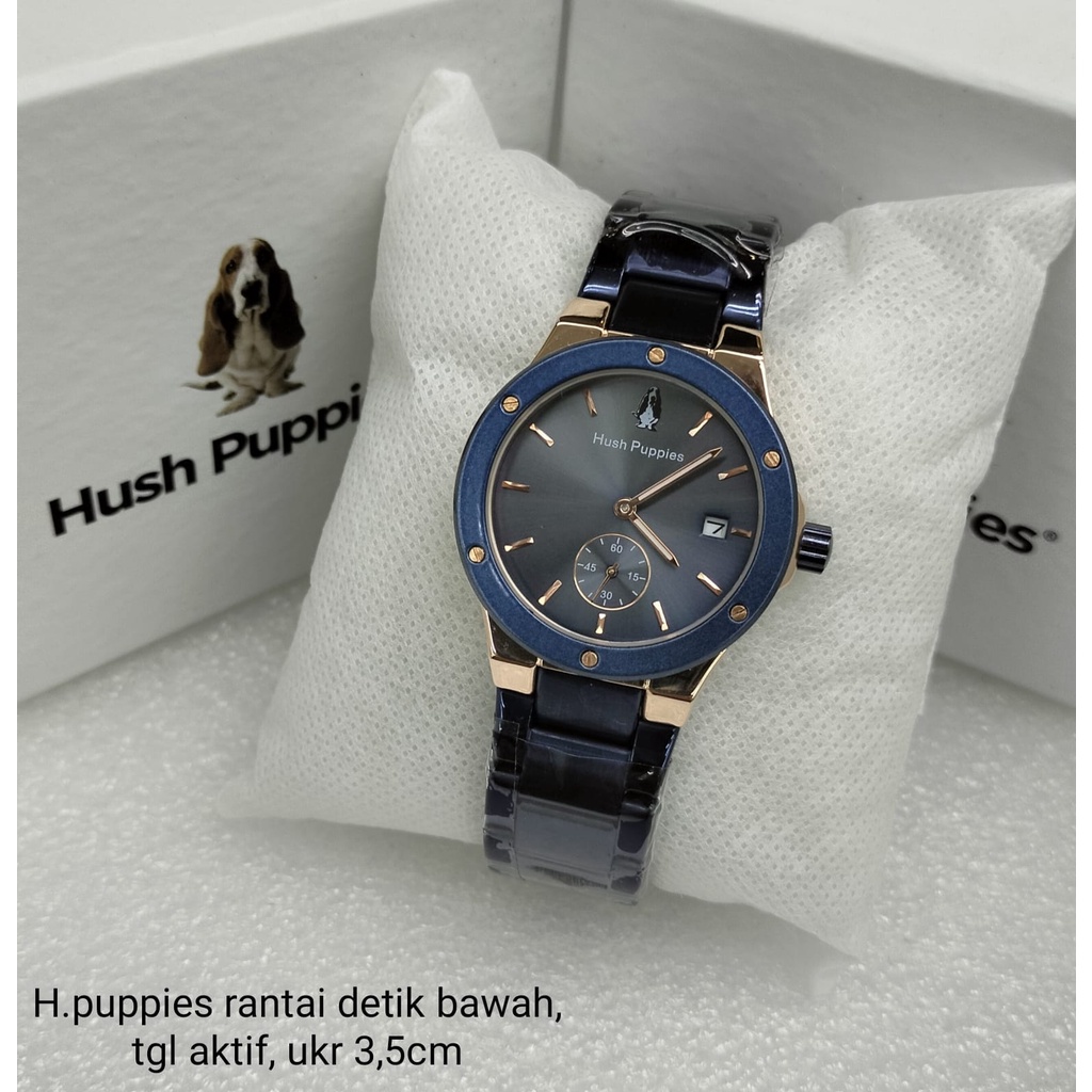 Grosiran Jam Tangan Wanita Hush Puppies 3100LI Analog Strap Stainless Steel Tanggal Aktif Free Box Jam Tangan