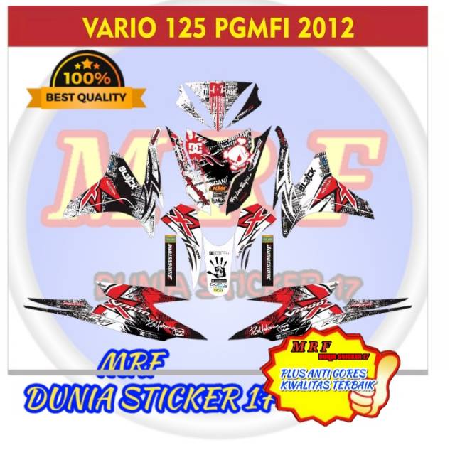 Sticker decal vario 125 dekal Vario 125 stiker Vario 125 striping motor Vario 125 Putih merah