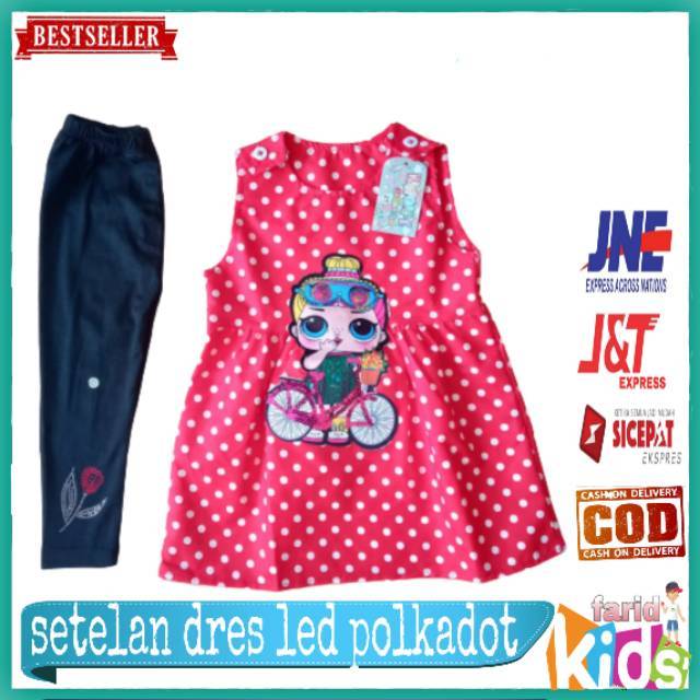 (COD) SETELAN DRES LED POLKADOT 1-5 tahun