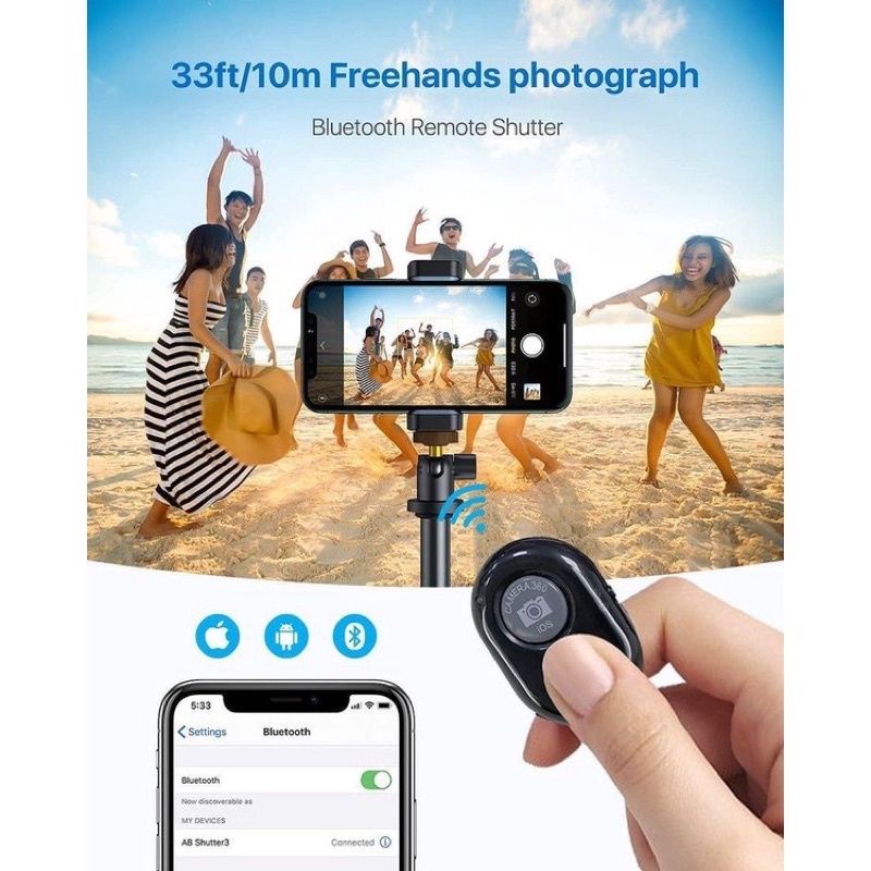 TOMSIS BLUETOOTH REMOTE SELFIE DAN REMOTE WIRELESS CAMERA PHONE FOR IOS DAN ANDROID BAGUS KUALITAS