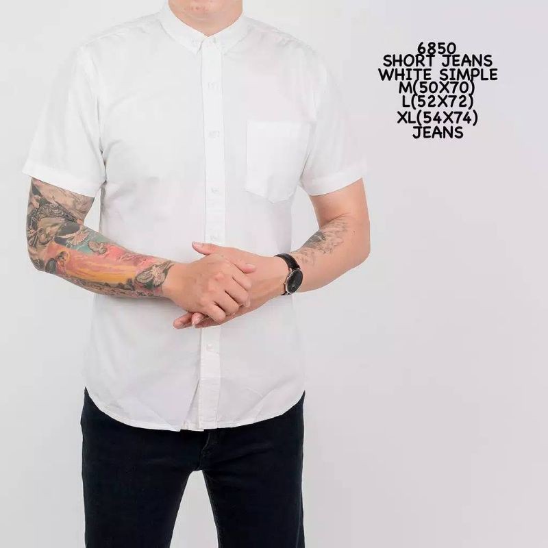 Kemeja putih pria tangan pendek 6850 m l xl heybro