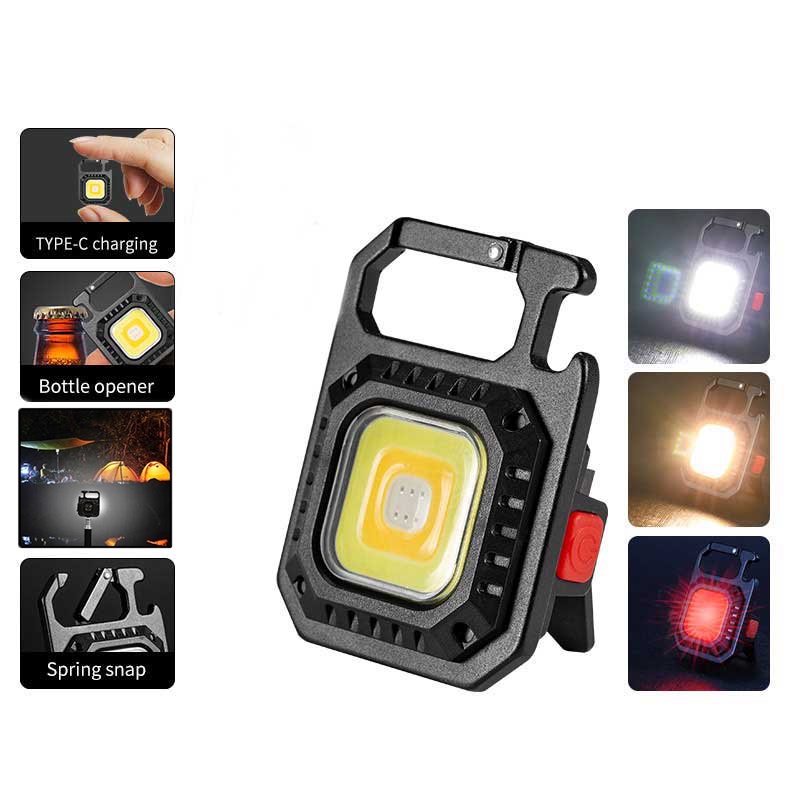 3 in 1 Lampu Senter LED Mini / COB Saku Magnetik Portable Rechargeable Dengan Gantungan Kunci