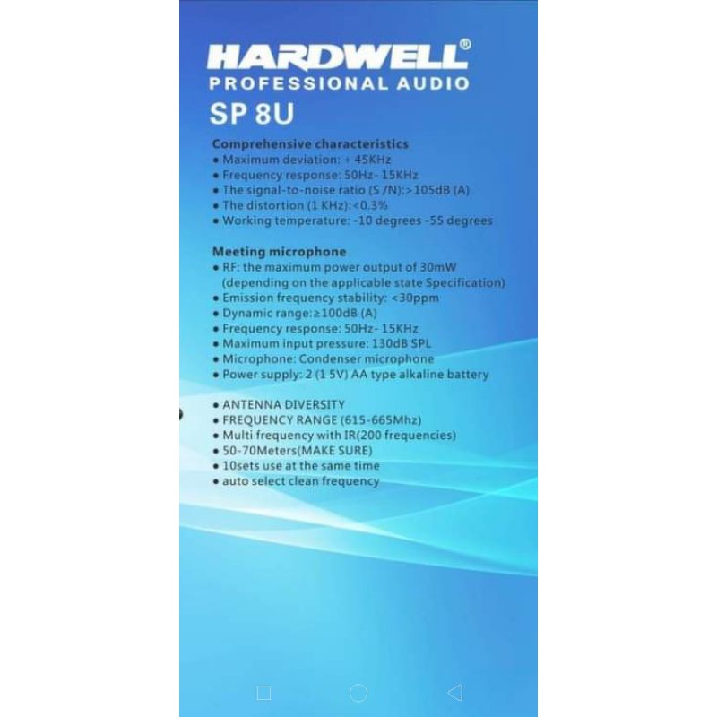 mic podium/meja wireless hardwell SP 8U.suara sensitif bagus.produk original