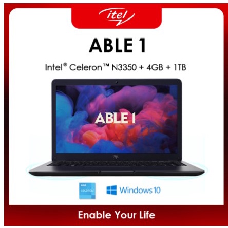 ITEL Able1 Laptop 14" HD/Intel Celeron N3350/4GB/1TB HDD/WIN10 Home - Silk Gray