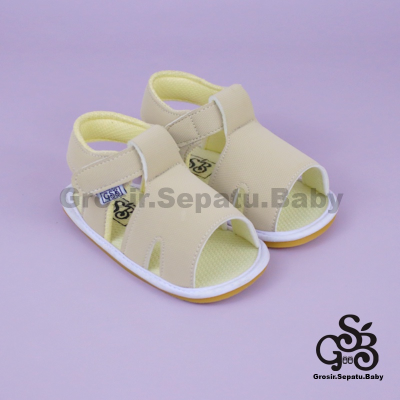 sandal bayi sepatu bayi sendal bayi laki laki perempuan prewalker bayi  umur 2 - 12 bulan model casual S02 polos KREM ringan fleksibel &amp; Anti Slip