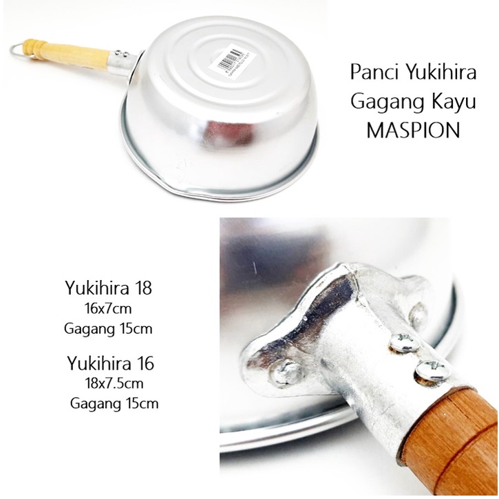 Panci Yukihira Gagang Kayu Uk. 16 &amp; Uk. 18 MASPION