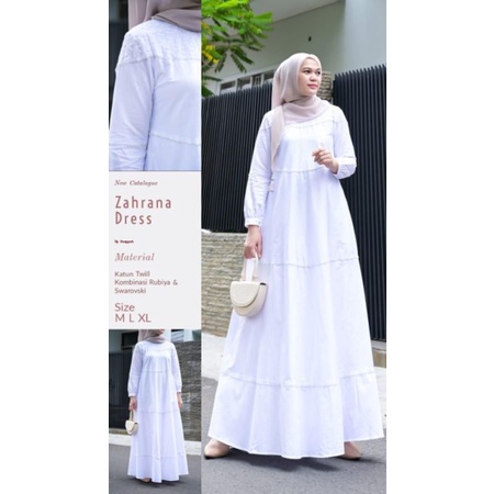 Albamoswear Gamis Katun Putih Inayyah | Gamis Putih Inayyah | Inara Dress by Inayyah | Zahrana Dress