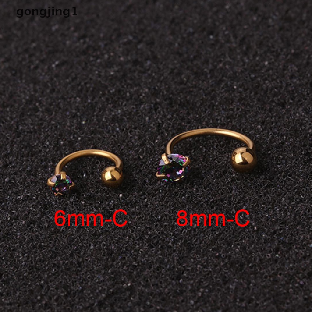 1 Pc Anting Stud Kristal Cubic Zirconia Untuk Tindik Tulang Rawan