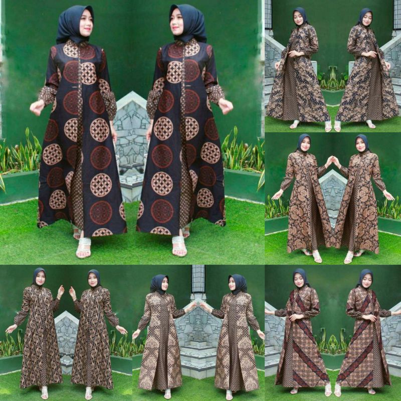 Gamis Modis,Gamis Batik Motif lawasan,katun sogan,Gamis Batik Elegan