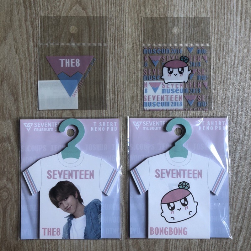 SEVENTEEN MUSEUM JAPAN 2018 OFFICIAL GOODS CLEAR STICKER & T-SHIRT MEMO PAD BONGBONG THE8 (TSHIRT)