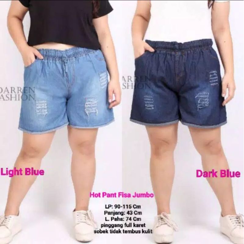 Celana Pendek Hot Pants Ripped Wanita Jumbo . Celana Pendek Jeans Denim Jumbo . Hot Pants Fisa