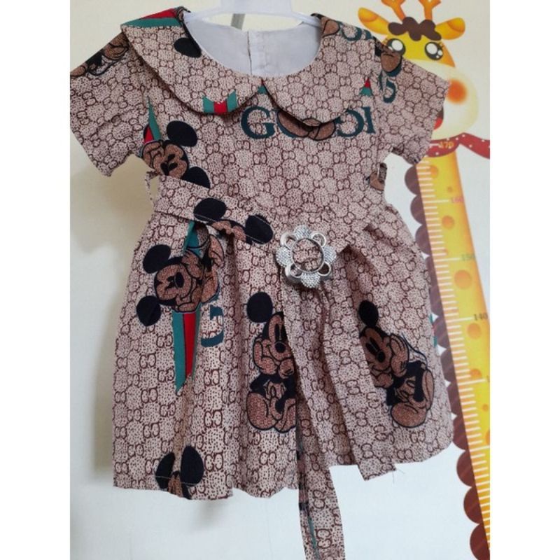 Dress Gucci Mickey Kids Import / Dress Anak Perempuan Kekinian Include Belt (4-5 tahun)