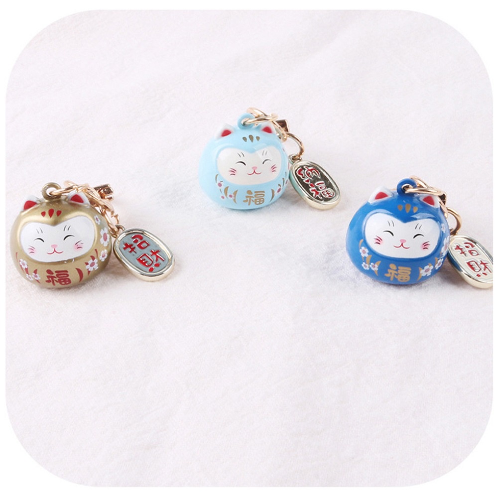 Needway  Fashion Jewelry Maneki Neko Keyrings Ornaments Gifts Pendant Lucky Cat Keychains New Cute Silicone Charm Cartoon Door Key Bag Decoration/Multicolor