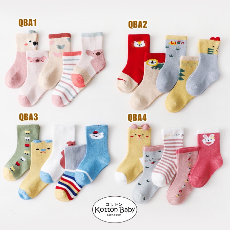 [5 PSG] 0-5 thn | KAOS KAKI BAYI BASIC ANAK IMPOR SOCKS LUCU KARAKTER KARTUN UNISEX Catalog QN QBA