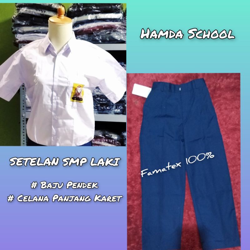 Setelan Smp Laki Baju Pendek Celana Panjang Seragam Sekolah