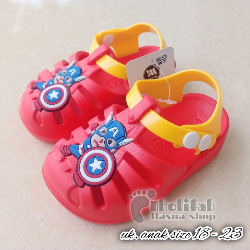 sandal baim anak 8bulan - 3 tahun logo kapten amerika lucu size 18-23 yumeida a20111xs