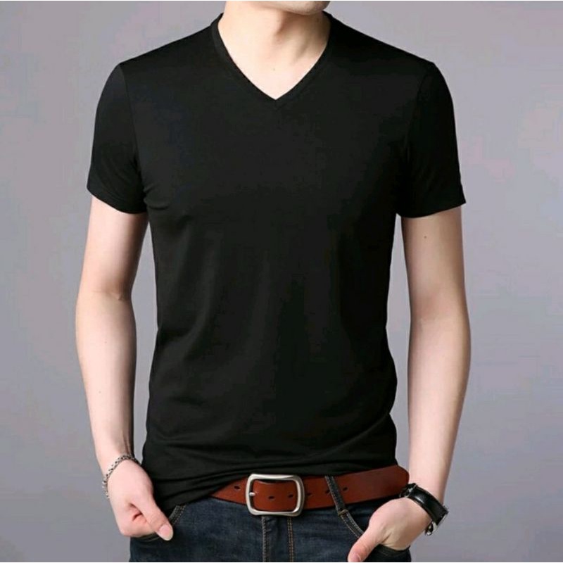 Baju kaos polos V neck pria - 100% catton - kaos V pria - kaos V 100% catton