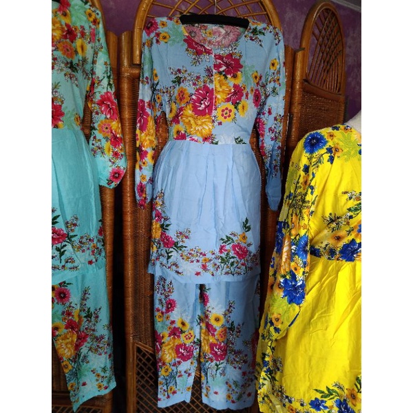 setelan tunik rayon motif bunga