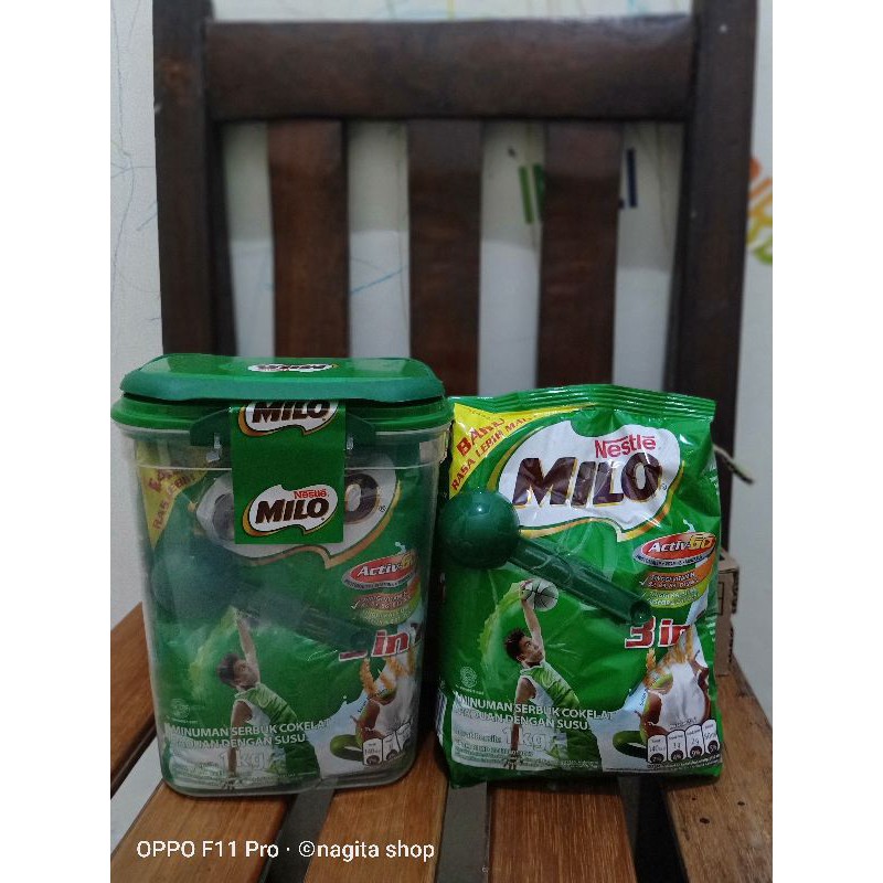 Milo bubuk 3in1 kemasan 1kg free container box