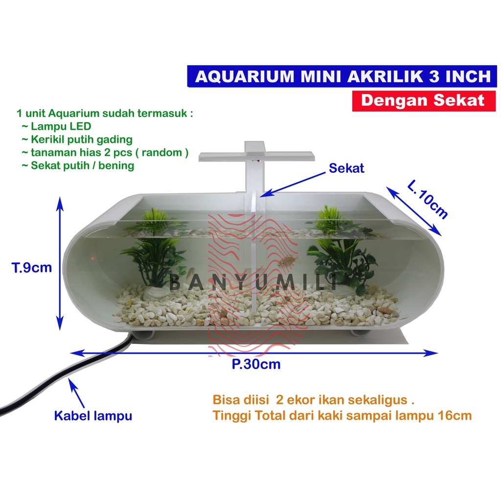 aquarium / aquarium mini / aquarium mini + sekat / aquarium akrilik + sekat